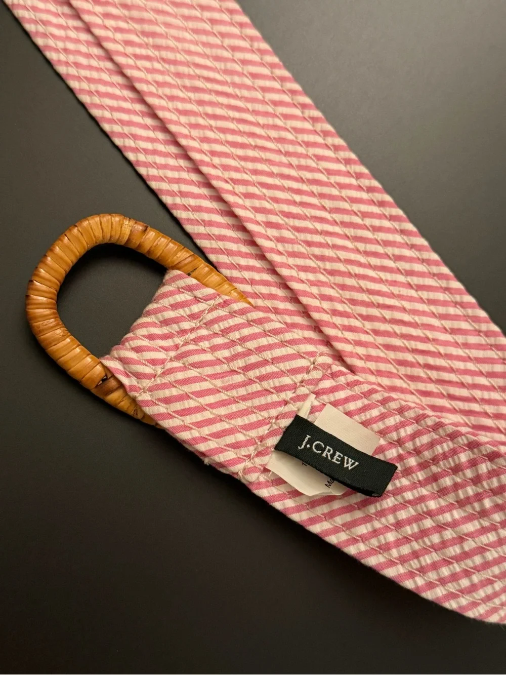 JCrew Striped Pink Canvas Belt with Woven Tan Buckle - Picture 4 of 6